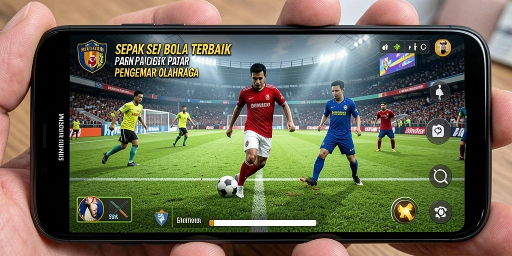 Screenshot gameplay 5ZK yang menampilkan aksi sepak bola mendebarkan.