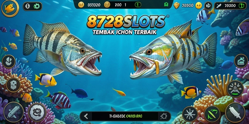 Tampilan aksi seru dalam game Tembak Ikan 8728SLOTS.