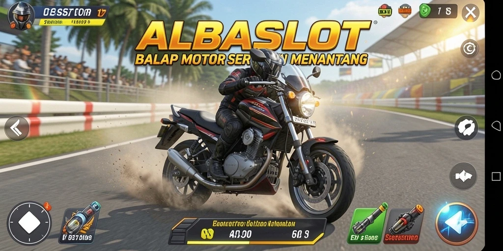 Tampilan seru gameplay balap motor di ALBASLOT.