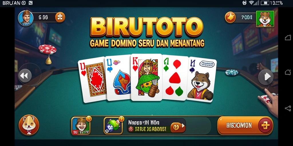 Screenshot BIRUTOTO menampilkan aksi seru permainan Domino.
