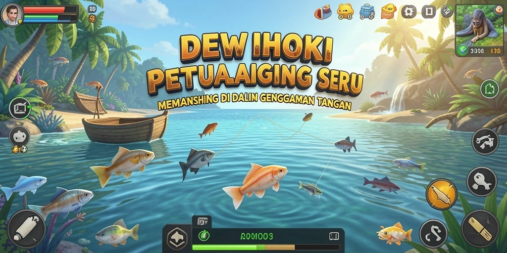 Gameplay seru DEWIHOKI dengan pengalaman memancing yang mendebarkan.