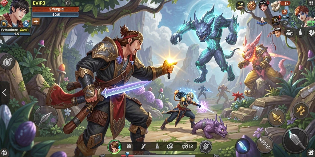 Tampilan aksi seru dari permainan ARPG yang mendebarkan.