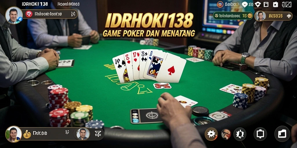 Screenshot gameplay IDRHOKI138 menampilkan aksi poker yang seru dan interaksi antar pemain.