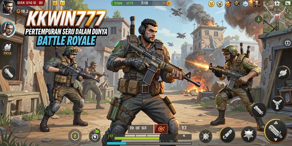 Tangkapan layar gameplay KKWIN777 yang intens di medan pertempuran.