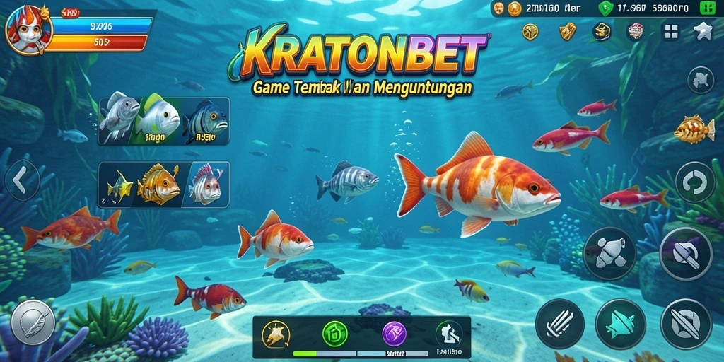 Screenshot gameplay KRATONBET menampilkan aksi seru Tembak Ikan.