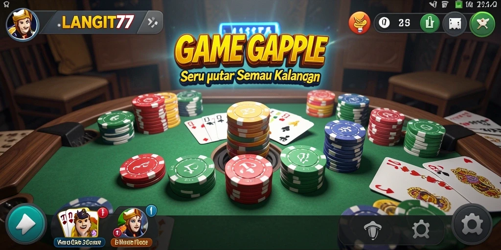 Tampilan gameplay seru dalam LANGIT77 saat bermain Gaple.