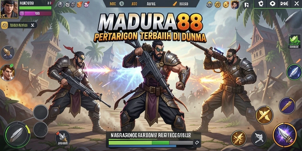 Tangkapan layar utama <strong>MADURA88</strong> menunjukkan para pemain berjuang dalam pertempuran Battle Royale.