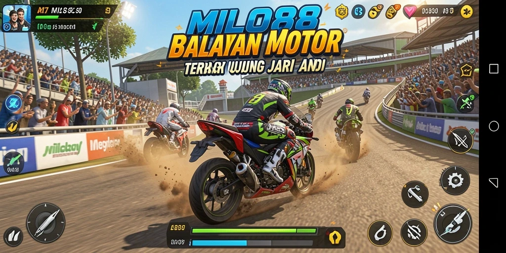 Gameplay seru dan mendebarkan dalam balapan motor.