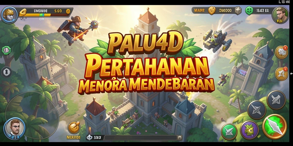 Screenshot PALU4D yang menampilkan serangan menara dalam gameplay Tower Defense.