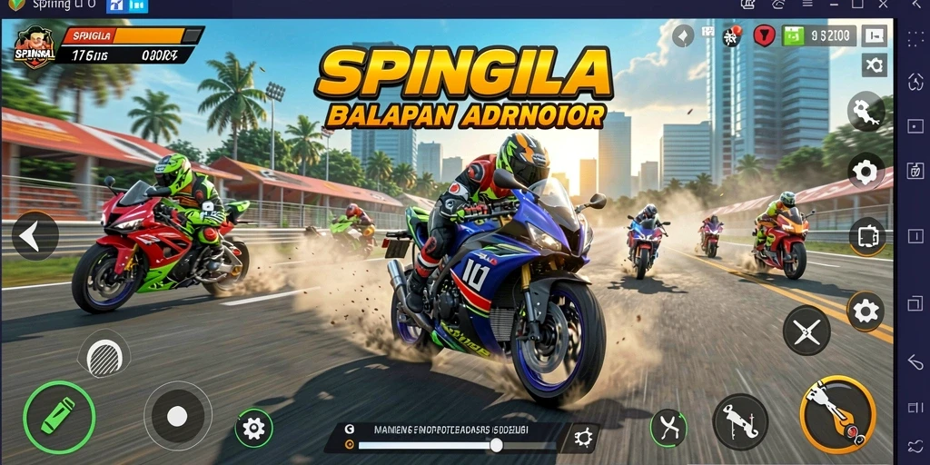 Gameplay seru dalam balapan motor yang realistis.